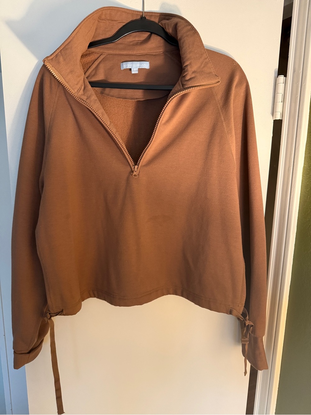 ANTONIO MELANI Brown Zip-Neck Pullover Sweatshirt